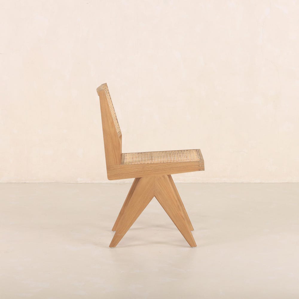 Chandigarh Capitol Cane Chair - Teak and Handwoven Rattan - Image 2