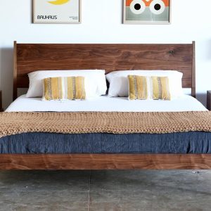 Mid Century Modern Walnut Bed | Solid Wood Platform Bed Frame | Mid Century Modern Bed | Solid Wood Furniture | Platform Storage Bed