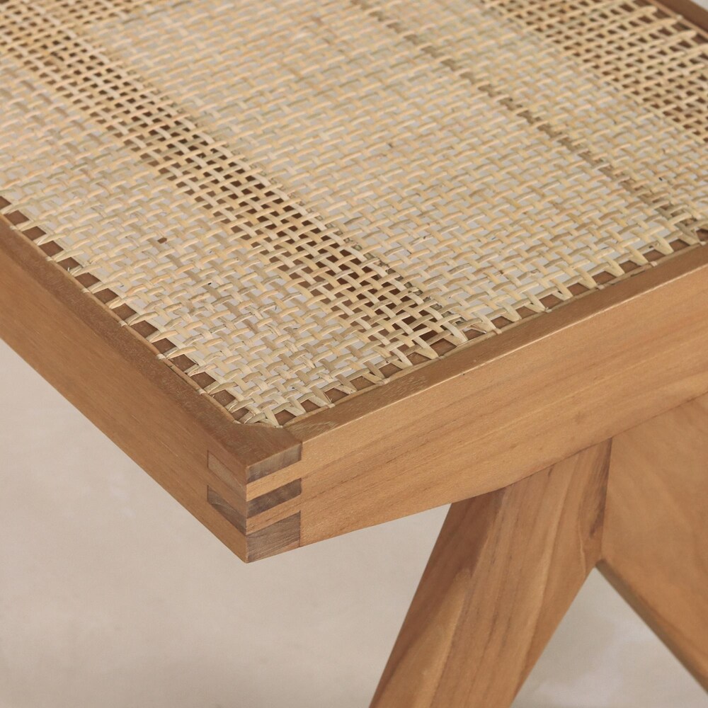 Cane Bench - Teak & Handwoven Rattan - Image 10