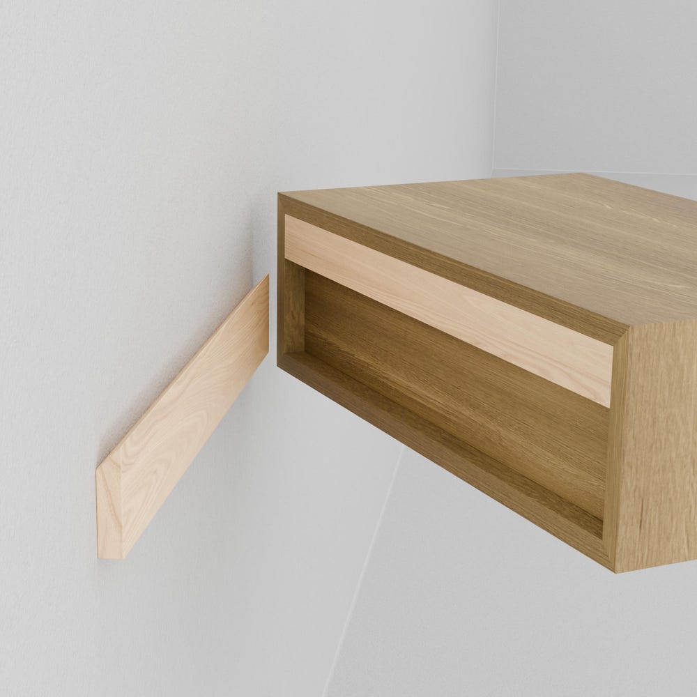 Solid White Oak Floating Nightstand - Image 3