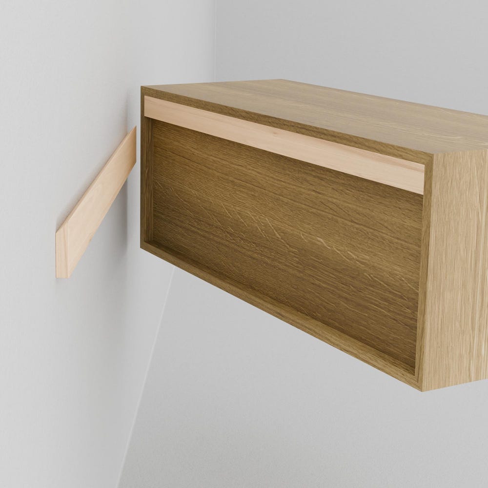 White Oak Floating Bookshelf / storage Cabinet - Image 4