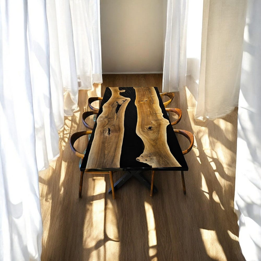 Epoxy Resin Kitchen Table - Handmade Modern Wood Resin Dining Room Table, Custom Epoxy Dining Table, Durable & Unique Design - Image 5