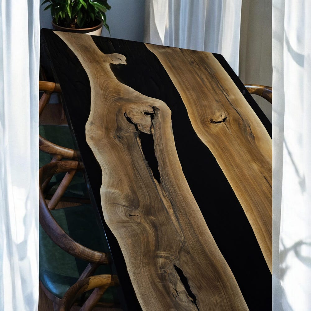 Epoxy Resin Kitchen Table - Handmade Modern Wood Resin Dining Room Table, Custom Epoxy Dining Table, Durable & Unique Design - Image 7