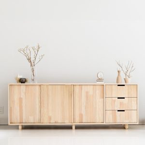 Solid Wood Buffet Cabinet, Modern Sideboard, Dining Room Storage, Wooden Credenza, Wooden Media Console, Chest of Drawers