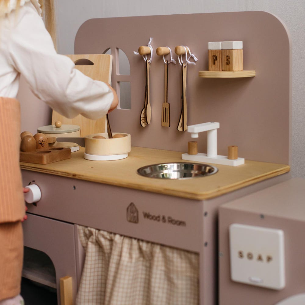 Wooden Montessori Kids Kitchen Playset - Imagination Station for Little Cooks, Christmas Gift Toddler Girl, First Birthday, Pretend Play Set - Image 4