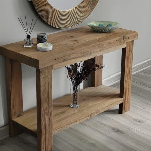 Reclaimed Wood Console Table – Rustic Entryway Table with Shelf – Handmade Farmhouse TV Stand – Mother’s Day Gift Idea