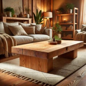 Custom Handmade Rustic Wooden Chunky  Table - Farmhouse Style natural Live Edge Reclaimed Handcrafted solid rectangular wood  home decor