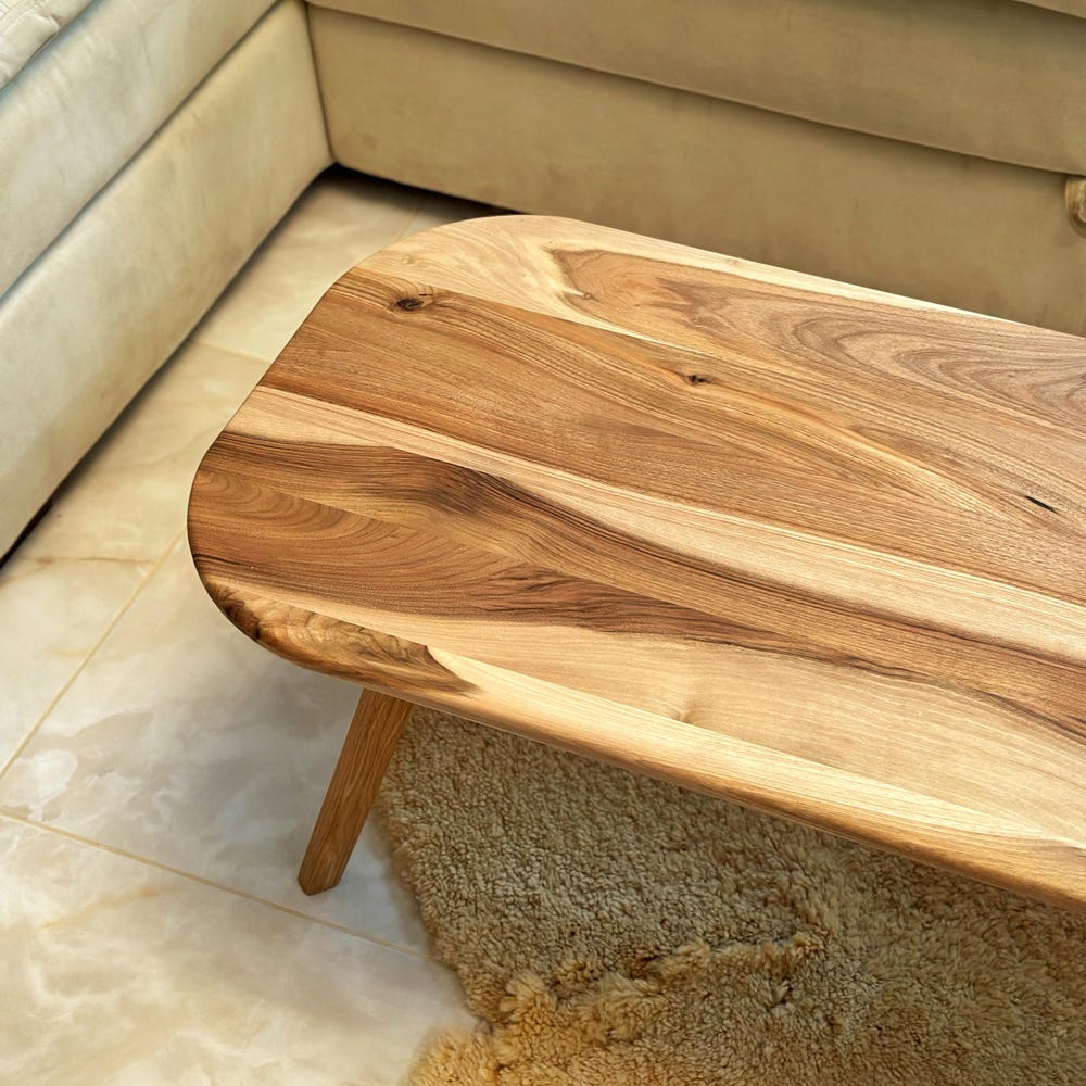 Coffee table - Walnut wood coffee table - Aesthetic coffee table - Unique coffee table-Minimalist coffee table - Scandi-style coffee table - Image 9