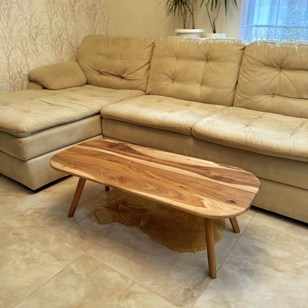 Coffee table - Walnut wood coffee table - Aesthetic coffee table - Unique coffee table-Minimalist coffee table - Scandi-style coffee table - Image 10