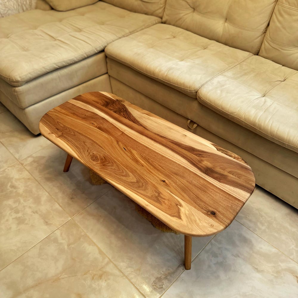 Coffee table - Walnut wood coffee table - Aesthetic coffee table - Unique coffee table-Minimalist coffee table - Scandi-style coffee table - Image 11