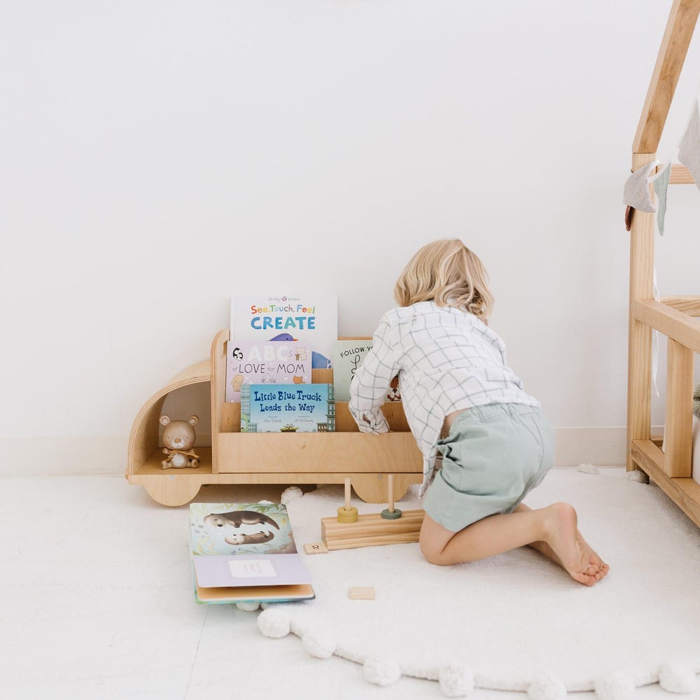 Christmas Gift for Toddler - Truck Bookcase, Montessori bookshelf, Unique Baby present, Nursery shelves, 1 year old gift, Waldorf furniture - Image 9