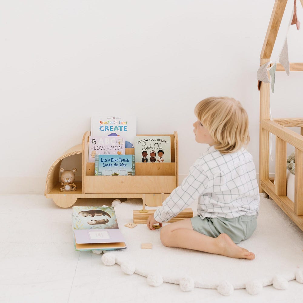 Christmas Gift for Toddler - Truck Bookcase, Montessori bookshelf, Unique Baby present, Nursery shelves, 1 year old gift, Waldorf furniture - Image 10