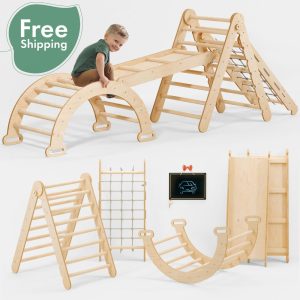 Montessori climbing toys, Play equipment for toddlers, Wooden foldable triangle ladder set, Christmas gifts fot kids