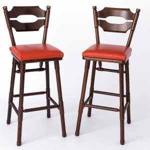 2 Stunning Vintage 1980s Bar Stools | Retro Red-Orange Leather, German Craftsmanship
