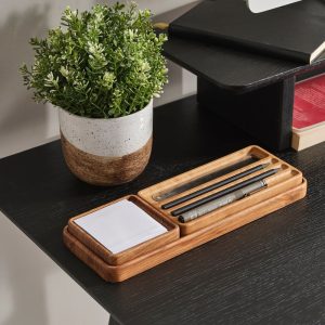 Wooden Desk Organizer Set – Minimalist Tray for Office or Makeup, Pen Holder, Notes Tray, Functional Storage, Perfect Gift for Any Occasion
