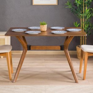 Rectangular Walnut Wood Pedestal Leg Dining Table, Butterfly Leg Farmhouse Table 4 5 6 7 8 Seat, Large Dinner Table Kitchen Furniture