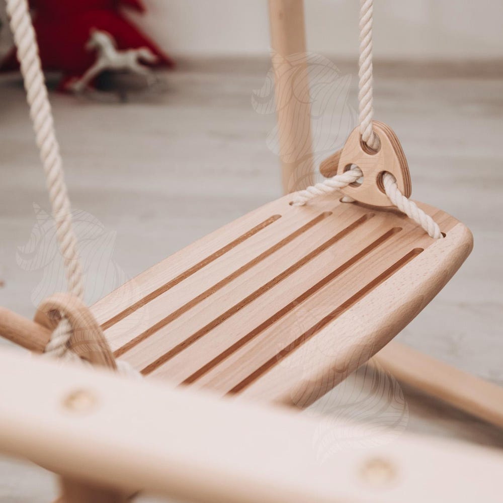 Scandinavian Wooden Climbing Tower, Montessori Indoor Play Gym for Toddlers, Non-Toxic Climbing Set with Ramp, Ladder, Swings, and Play Mat - Image 7