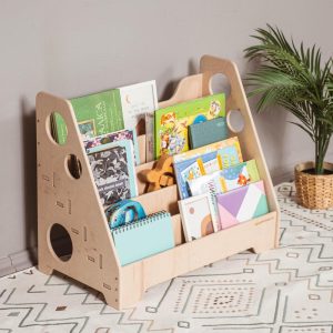Montessori Floor Bookshelf, Toddler Bookcase, Kids Wooden Storage, Nursery Frontfacing Bookshelf, Montessori Kids Furniture