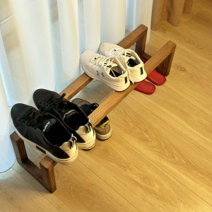 Wooden shoe rack, rustic shoe rack, handmade shoe rack, durable shoe rack, compact shoe rack, entryway shoe rack, eco-friendly shoe rack