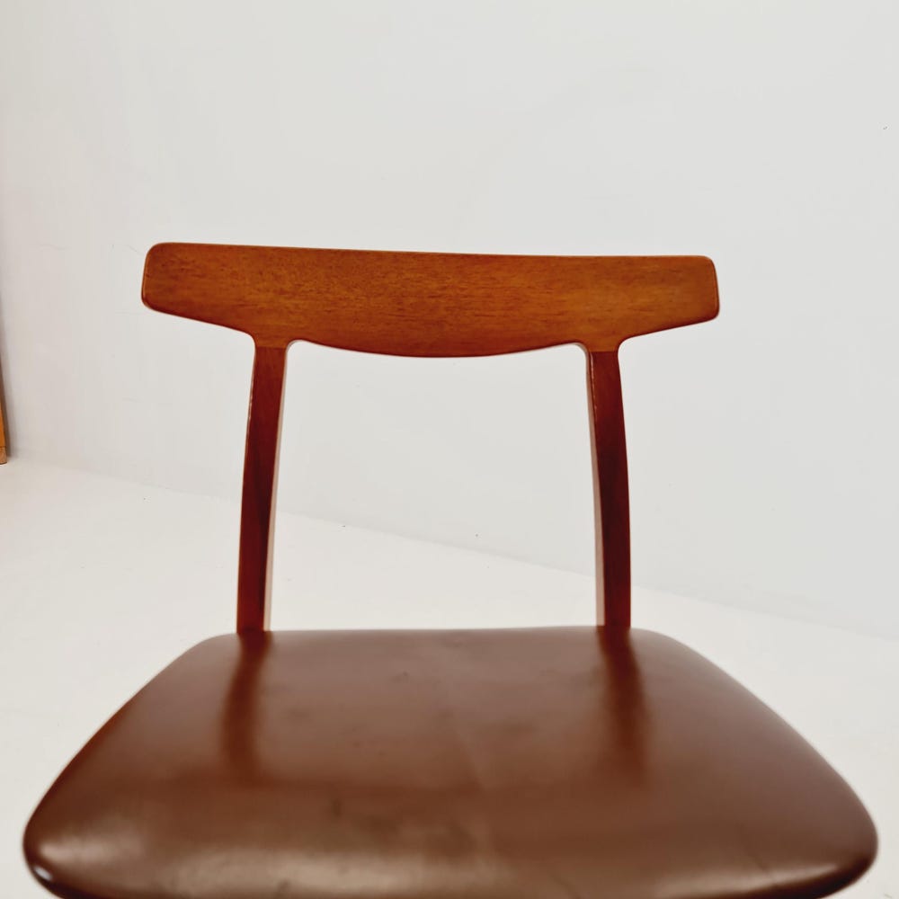 Mid Century Dansih Teak and Leather chair by Henning kaernulf, 1960s Set of 4 - Image 8