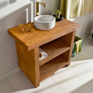 Handcrafted Bathroom Rustic Vanity with Shelves, Reclaimed Wood Vanity Solid Farmhouse Decor for Your Bathroom Countertop,Gift for Her/Woman