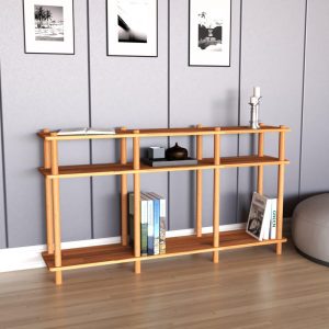 Solid Beech Wood Large Media Consol-Bookcase, Solid Wooden TV Stand, Custom Size Wood Bookshelf, Minimalist Large-Short Wood Bookshelf
