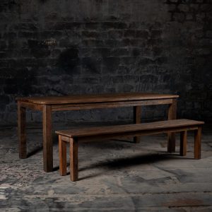 Rustic Weathered wood Dining Table + Bench | Vintage Rustic Finish | Rustic Natural Finish | Farmhouse Table with bench | Dining Table Set