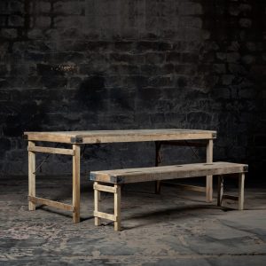 Vintage Reclaimed wood Dining table Set  | Farmhouse Rustic finish Dining Table set | Market Table | Antique finish | Wedding Table set