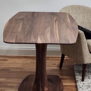 Walnut Accent Table, Squoval Pedestal Table, Small Kitchen Dining Table, Banquette Table, Small Boat Shaped Wood Table Made of Walnut