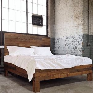 The Boswell Bed Frame - Platform Bed & Headboard - Cedar Barn Wood Style - Farmhouse - Cottage - Handmade in USA - Standard Finish