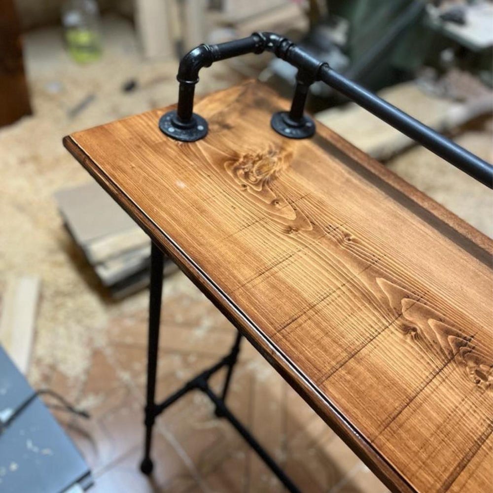 Drink Rail Sofa Wood Bar Table, Live Edge Walnut Bar Table, Home Theatre Entertainment Table, Reclaimed Wood Pub Table, Handmade Furniture - Image 9