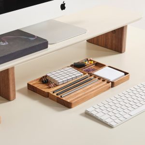 Minimalist Wood Desk Organizer Set, Notes Tray, Pen Tray Pen Holder, Handmade Office Accessories Tray, Wooden Desk Accessories, Gift for Him