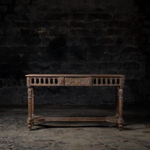 Reclaimed Teak wood console table | Royal Heritage Carving Console | Handcarved Entryway Console | Antique White Wash finish |