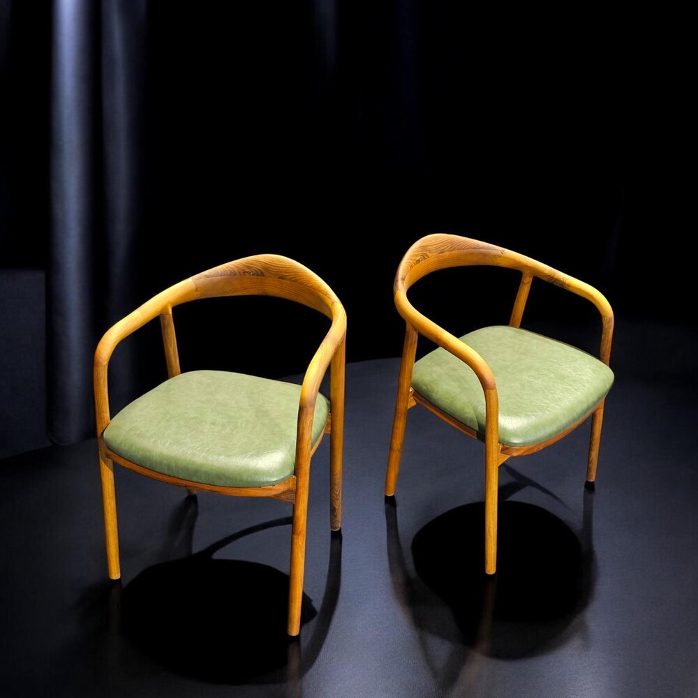 Walnut Dining Chair with Wooden Arms, Modern Wooden Dining Chair for Kitchen Table & Living Room Seating - Image 3