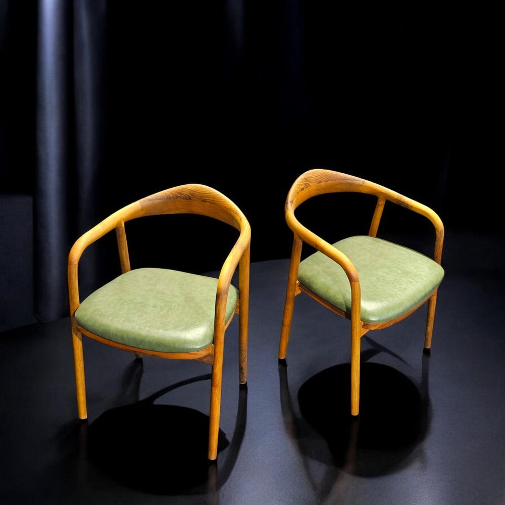 Walnut Dining Chair with Wooden Arms, Modern Wooden Dining Chair for Kitchen Table & Living Room Seating - Image 3