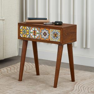 Stand with Mexican Tiles, End Table, Side Table with Talavera Tiles, Flower Stand, Custom Coffee Table, Nesting Table, Tiled Table, Mom Day