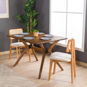 Rectangular Solid Pine Wood Walnut Dining Table 6 to 8 Person Table, Farmhouse Rectangle Dine Table Butterfly Leg, Dinner Table Pedestal Leg