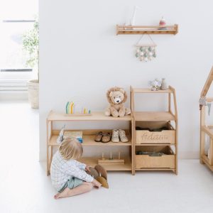 Montessori shelf, Toddler bookshelf, Montessori furniture, Nursery toy shelves, Toys storage Wooden bookcase Montessori regal