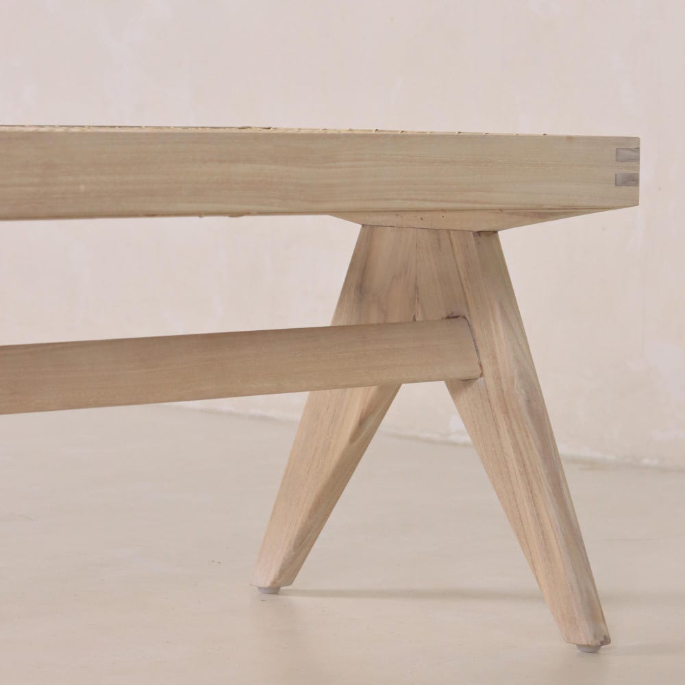 Cane Bench - Teak & Handwoven Rattan - Image 7