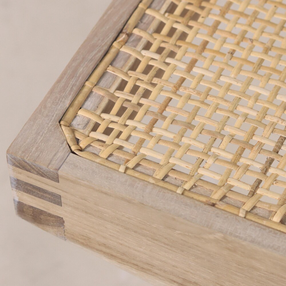 Cane Bench - Teak & Handwoven Rattan - Image 8