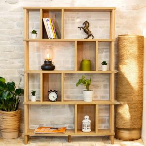 Tall Wooden Bookcase with Five Shelves – Modern Storage for Living Room or Home Office