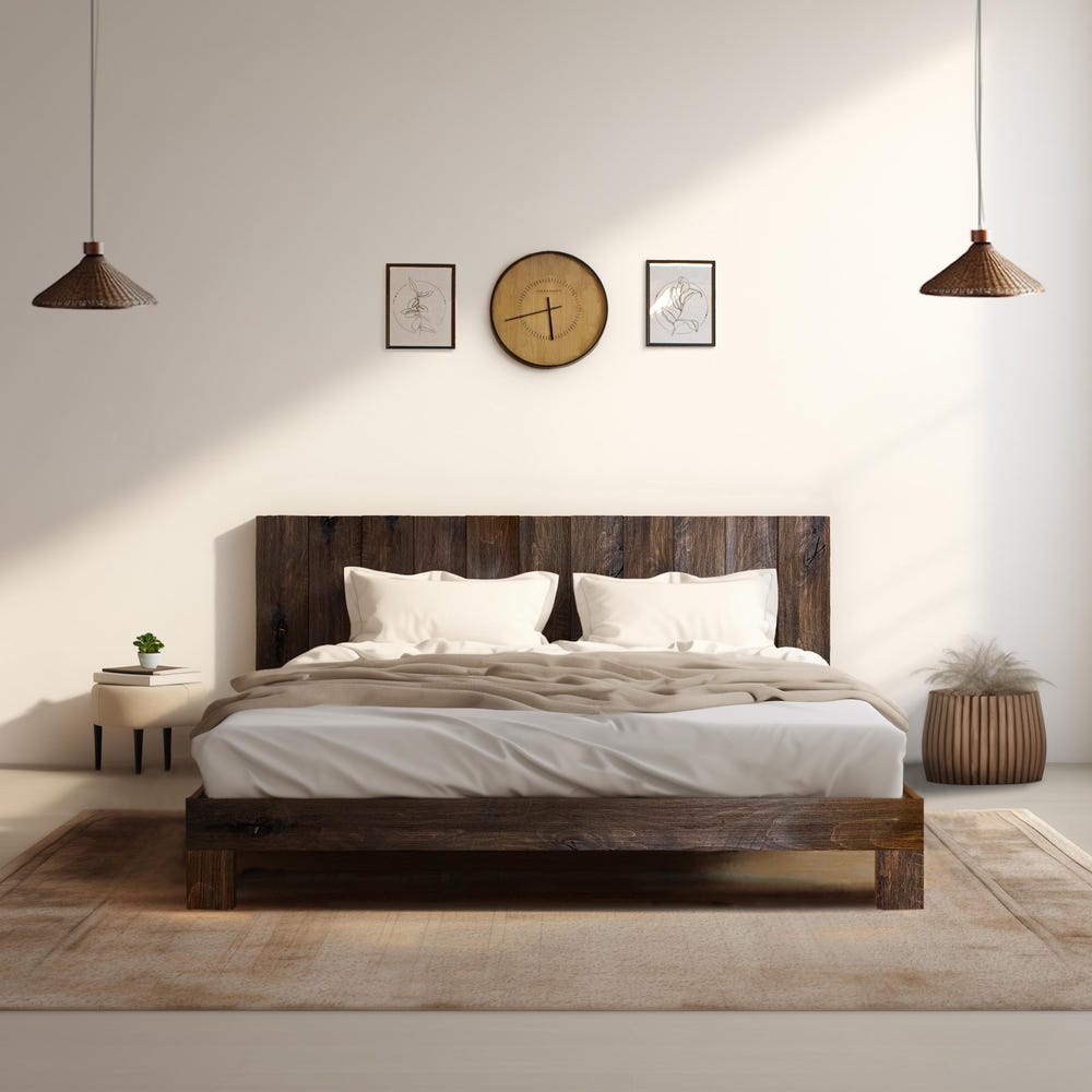 Sky Bed - Quick Ship - Barnwood Reclaimed Aesthetic - Modern Rustic - Solid Wood - Platform Bed Frame & Headboard - Handmade in USA - Image 4