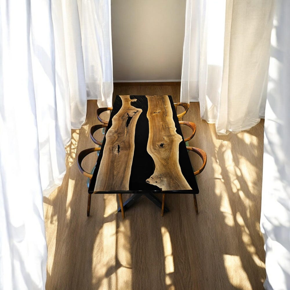 Epoxy Resin Kitchen Table - Handmade Modern Wood Resin Dining Room Table, Custom Epoxy Dining Table, Durable & Unique Design - Image 3