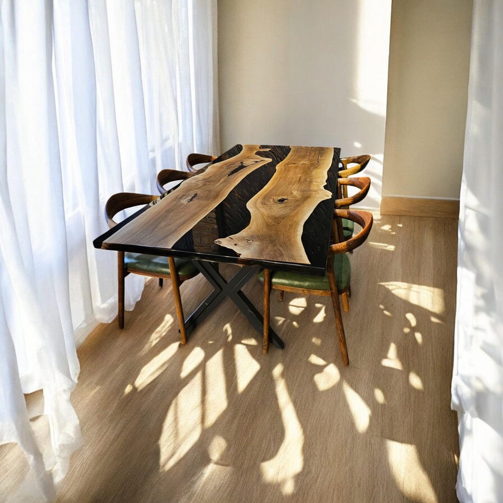 Epoxy Resin Kitchen Table - Handmade Modern Wood Resin Dining Room Table, Custom Epoxy Dining Table, Durable & Unique Design - Image 4