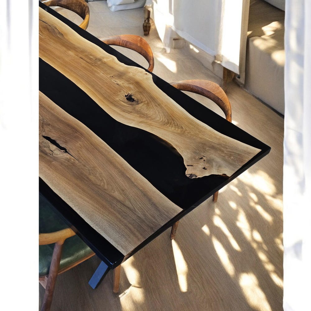 Epoxy Resin Kitchen Table - Handmade Modern Wood Resin Dining Room Table, Custom Epoxy Dining Table, Durable & Unique Design - Image 6