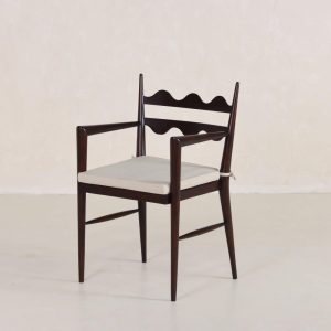 French Modern Wave Wooden Dining Arm Chair