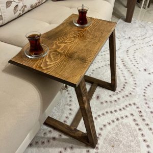 C table Made of Walnut, Sofa Table, Walnut Remote End Table for Sofa, Rectangular Side Table for Living Room, Wooden Laptop Table, Home Gift