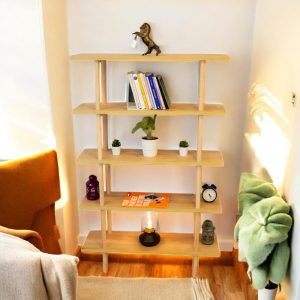 Modern Wooden Bookcase with Five Shelves – Perfect for Living Room or Office Storage