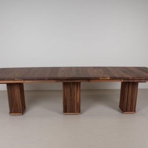 Extendable Dining Table with Leaf, Dining Room Furniture, Walnut Dining Table Extending, Mid Century Modern Furniture, Pedestal Dining Table