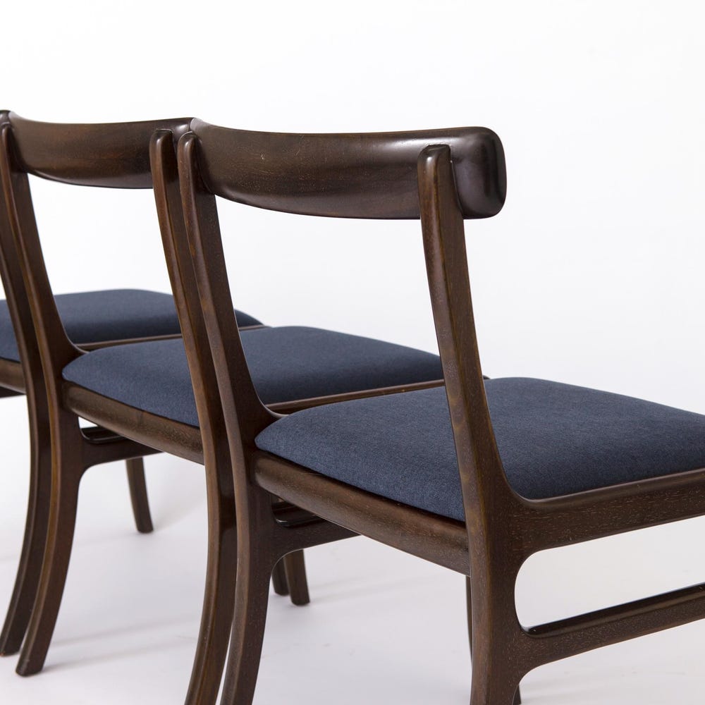 Set of 6 Vintage Danish Chairs by Ole Wanscher for Poul Jeppesen | Mahogany, 1960s Mid-Century Modern - Image 7